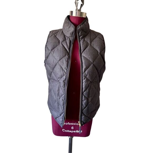 J Crew Down Feather Filled Quilted Vest Jacket Grey Women S - Picture 2 of 9